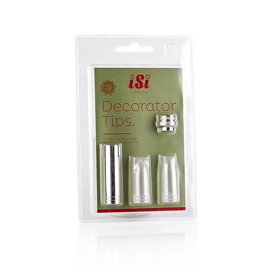 iSi - Set di beccucci a vite per guarnizioni (3 beccucci, adattatore) in acciaio inossidabile e plastica, 4 pezzi.
