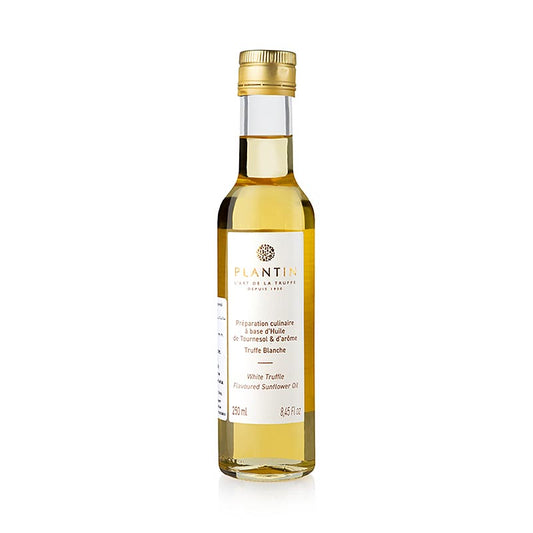 Sonnenblumenöl mit weißer Trüffel-Aroma (Trüffelöl), Plantin, 250 ml - Produktbild für die kalte Küche, aromatisiert zahlreiche Speisen mit feinem Trüffelaroma