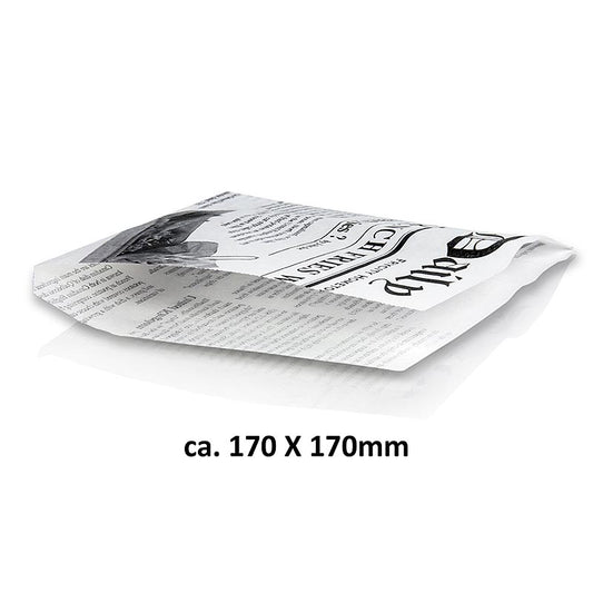 Sacchetto per snack con carta di giornale, circa 170x170 mm, 1.000 pezzi.