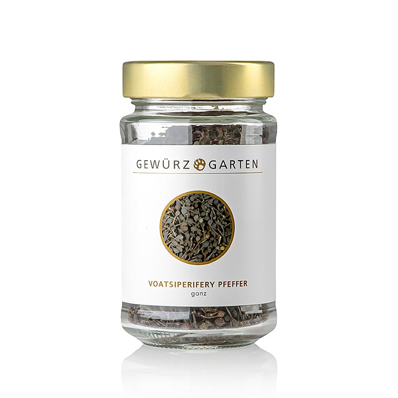Gewürzgarten Voatsiperifery Pfeffer, ganz, 100 g - dunkelbraune ovalen Beeren aus Madagaskar mit fruchtig-scharfem, dezent herbem Geschmack, erinnert an Limette und Kardamom, ideal für Schokolade, Schwein, Lamm und Früchte