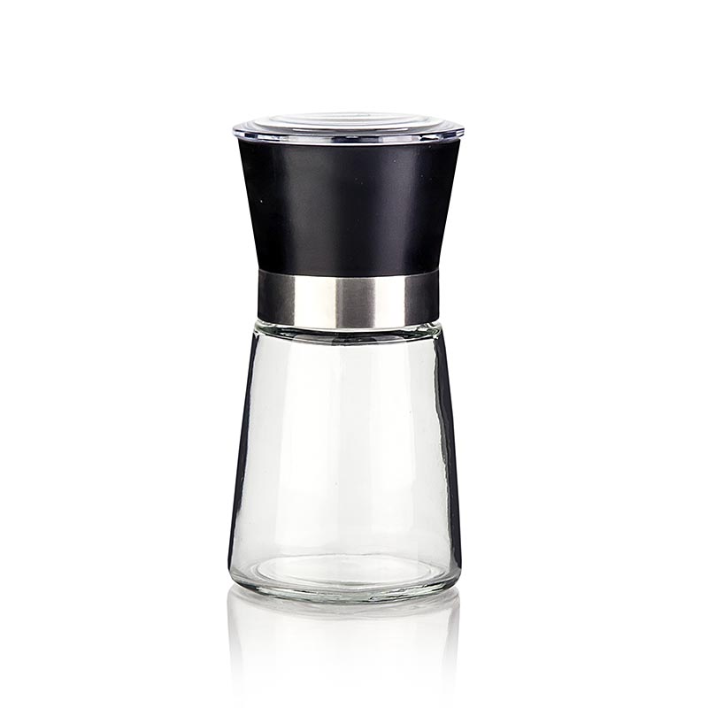 Sale, macine in ceramica, contenitore in vetro, ghiera in acciaio inossidabile, 1 pz.