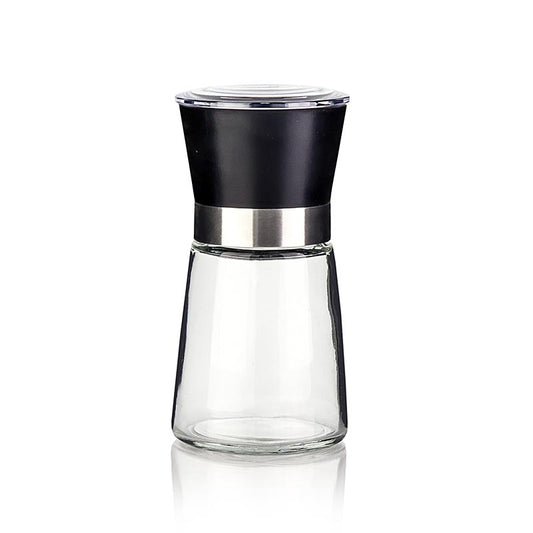Sale, macine in ceramica, contenitore in vetro, ghiera in acciaio inossidabile, 1 pz.