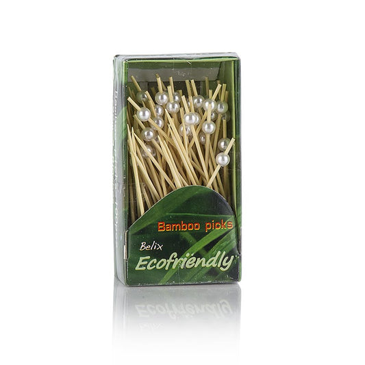 Satay-Stäbchen aus Holz mit Kunstperle, 9cm, 100 Stück, ideal für Satay-Gerichte, Tapas und Fingerfood Geeignet für kleine und große Anlässe, verleiht eine elegante Note