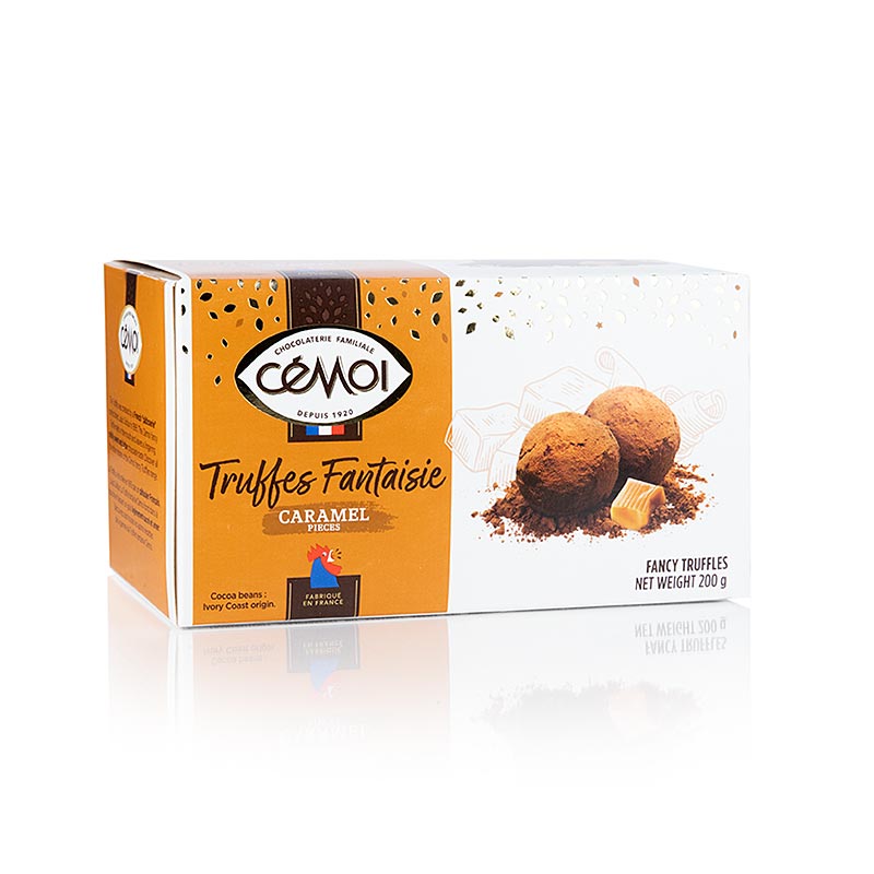 Zartschmelzendes französisches Trüffelkonfekt mit Karamell von Cemoi, 200 g, ideal leicht gekühlt zu genießen