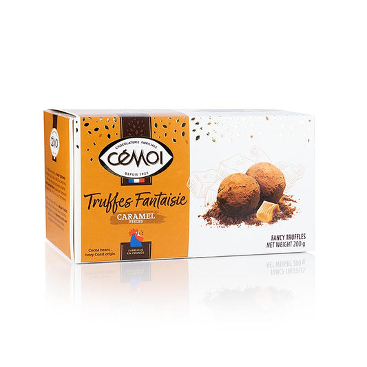 Zartschmelzendes französisches Trüffelkonfekt mit Karamell von Cemoi, 200 g, ideal leicht gekühlt zu genießen