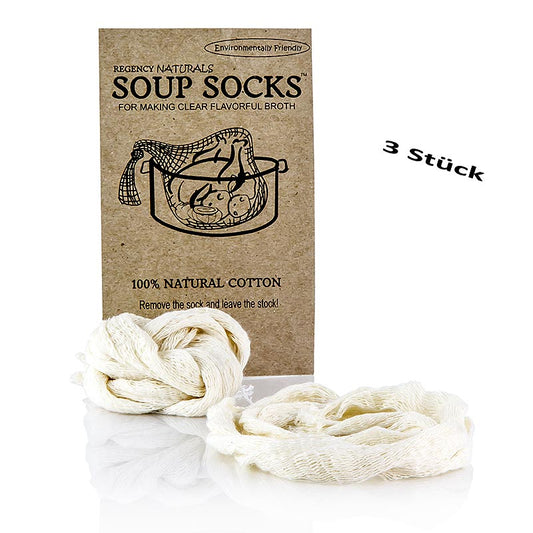 Die Original Suppensocke aus 100% Naturbaumwolle, ideal zum Zusammenhalten von Bouquet Garni, Gewürzen und Fleischteilen in Suppen und Fonds Etwa 60 cm lang, passt sogar um ein ganzes Huhn