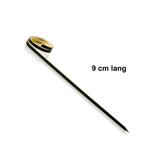 Bambus-Spieße mit Ringende, hergestellt aus feinem Bambus-Holz, schwarz, 9cm, Packung mit 100 Stück
