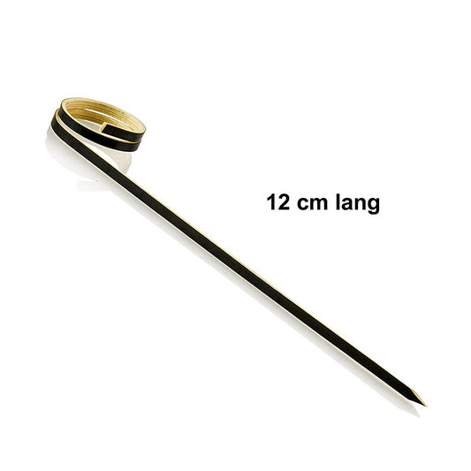Bambus-Spieße mit Loop (Ringende) in schwarz, 12cm lang, 100 Stück - filigrane und angenehme Spieße aus Bambusholz, leicht zu greifen