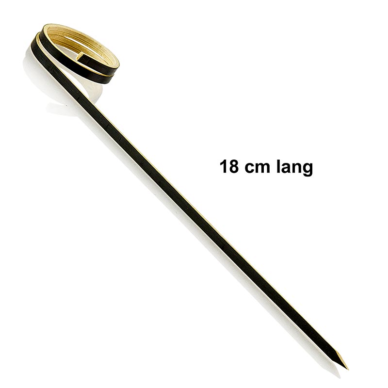 Schwarze Bambus-Spieße mit Ringende, 18cm lang, 100 Stück, filigran und angenehme Textur