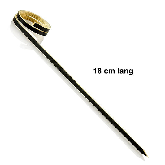 Schwarze Bambus-Spieße mit Ringende, 18cm lang, 100 Stück, filigran und angenehme Textur