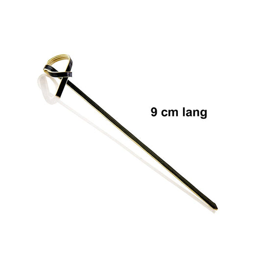 Bambus-Spieße, ideal für Fingerfood, Buffets und Dekoration, 9cm, 250 Stück, schwarz, mit filigranem Knotenende, angenehme Textur aus Bambus-Holz