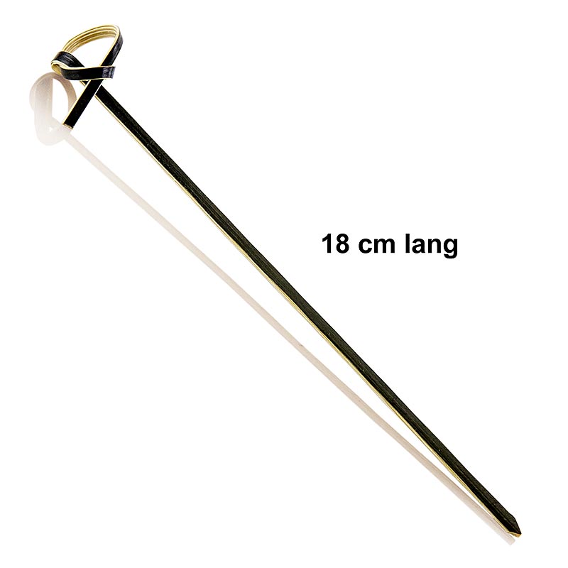 Bambus-Spieße, mit Knotenende, schwarz, 18cm, 250 St - Filigrane und angenehme Spieße aus Bambus-Holz für Fingerfood, Buffets und Dekoration