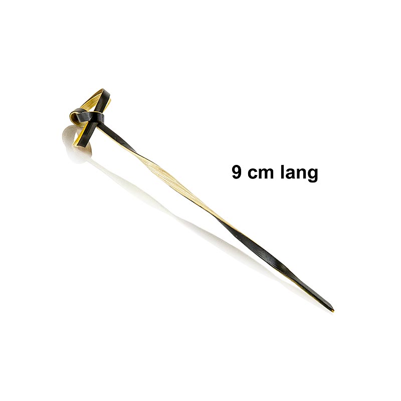 Bambus-Spieße, mit Knotenende, gedreht, schwarz, 9cm, 250 Stück - Ideal für Grillen, Buffets und Partys zur einfachen Zubereitung von Speisen