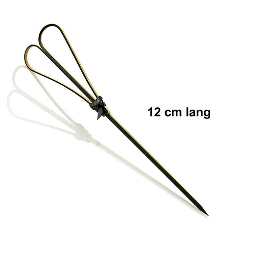Schwarze Bambus-Spieße mit 12 cm Länge und Herzende, ideal für Fingerfood, Buffets und Dekoration Hergestellt aus angenehm-texturiertem Bambus-Holz