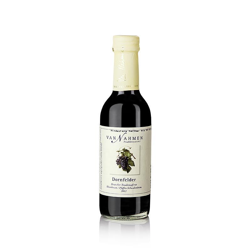 Dornfelder Traubensaft, rot, 100% Direktsaft, van Nahmen, BIO, 250 ml - Sortenreiner, kräftiger Traubensaft aus Rheinhessen, alkoholfreier Begleiter zu Fleisch und Käse