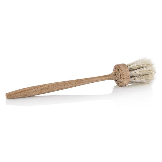 Handgefertigter Backpinsel aus geöltem Buchenholz mit Rosshaarborsten, hochwertige Alternative zur Massenproduktion