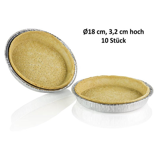 Quiche in pasta sfoglia in stampo di alluminio, altezza 3,2 cm, diametro 18 cm, Pidy, 850 g, 10 pezzi