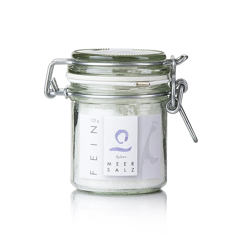 Feines Sylter Meersalz, 125 g, gewonnen aus nordsee Wasser, reich an Mineralien und Spurenelementen, frei von Zusätzen, leicht feucht