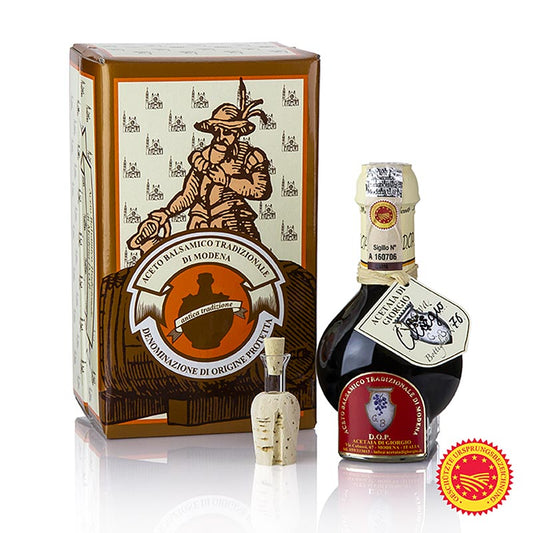 Aceto Balsamico Tradizionale DOP/gU, 12 Jahre, Kirschfass, Acetaia di Giorgio, 100 ml - Schwarze und sämige Köstlichkeit aus Kirschholzfässern, fruchtig mit angenehmer Säure, perfekt für Käse, Früchte oder Eiscreme Vorgestellt in Der Delikatessenjäger im ZDF