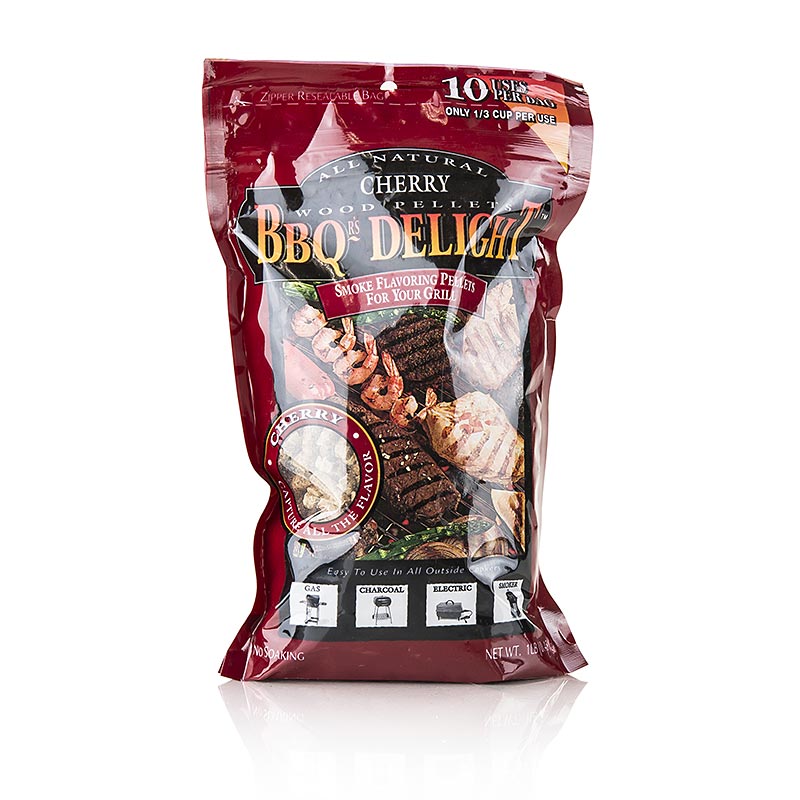 Räucherpellets aus Kirschholz, 450 g, für würzige Raucharomen beim Grillen Werden der Kohlenglut zugegeben oder angefeuchtet in Alufolie auf den Grillrost gelegt