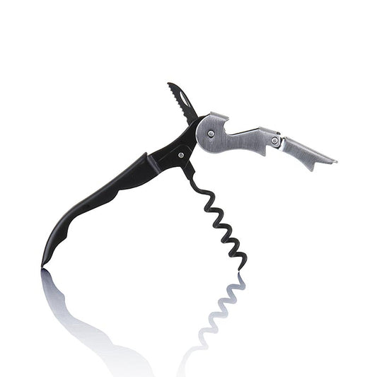 Coltello da cameriere, nero, pieghevole, cavatappi a spirale in teflon, 1 pz.