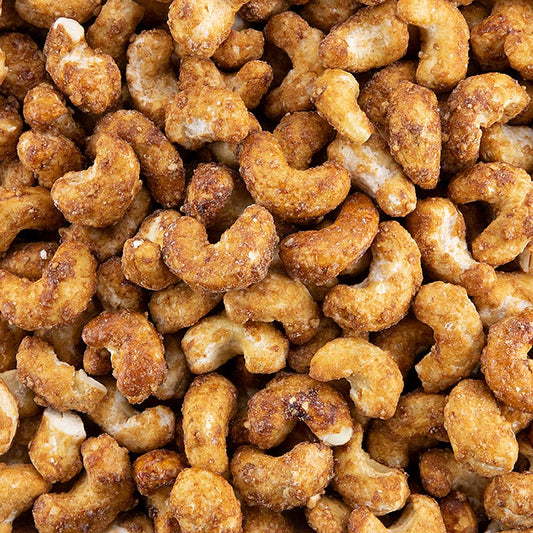 Gebrannte Cashewkerne, mit Zimt und Bourbon Vanille, 1 kg - Geröstete Cashewnüsse mit Zimt und Bourbon-Vanille, verpackt in praktischem 1kg-Beutel