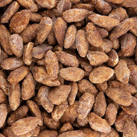 Leckere gebrannte Mandeln mit Zimt und Bourbon Vanille in einer 1 kg Packung, perfekt für den Genuss in der Weihnachtszeit und als köstliches Geschenk