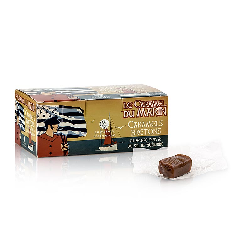 Karamell-Bonbons mit Butter und Meersalz, 150 g - Bretonische Spezialität aus feinster Salzbutter und französischem Rahm, umrahmt von einer feinen Salznote