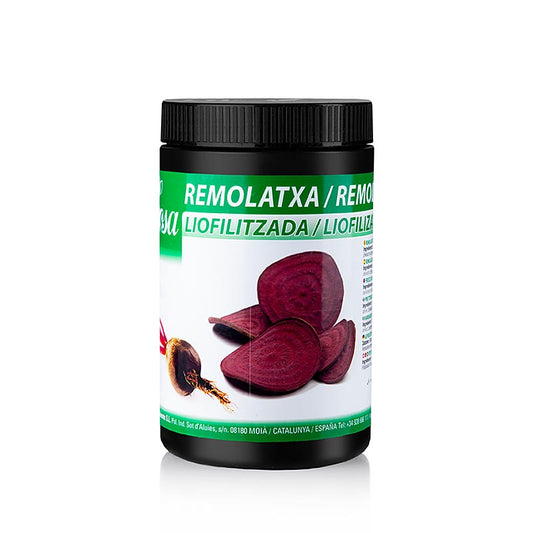 Gefriergetrocknete Rote Bete, Scheiben von Sosa Ingredients SL, 30 g - führender Hersteller von Premium-Zutaten für Gastronomie und Konditorei in Spanien, gegründet 1967 als Familienunternehmen, exportiert in mehr als 80 Länder, ständige Erweiterung und Verbesserung der Produktlinien, höchste Qualität, Technologie und Innovation