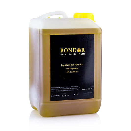 3 Liter Bondor Rapsöl, kaltgepresst und vegan, aus Hunsrücker-Raps, mild-feiner Geschmack, geeignet zum Dünsten, Braten, für Salate und Rohkost