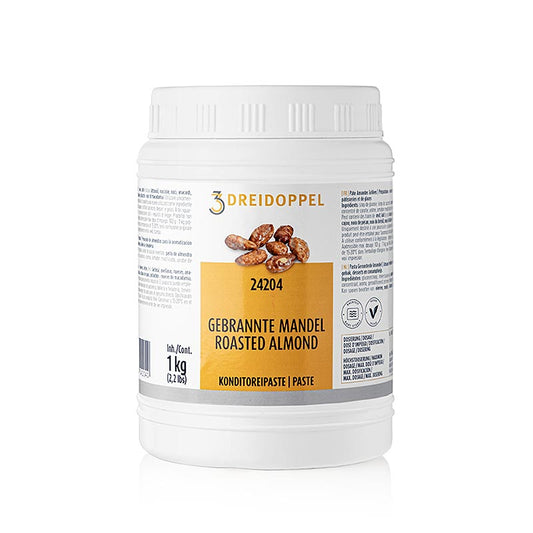 Wiener Mandel-Paste (gebrannte Mandel), Dreidoppel, No242, 1 kg - Produkt zur Aromatisierung von Cremes, Sahne, Eis, Desserts, Pralinen, Kuchen, Quark und Gebäcken mit Mandelmark, Karamell, Glukose- und Invertzuckersirup