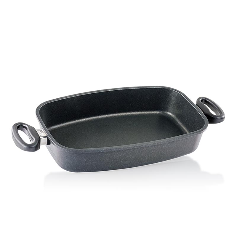 AMT Gastroguss, Bräter, 33x21cm, 6cm hoch, 1 St - Hochwertiges Aluminiumguss-Kochgeschirr mit 8-9mm Thermoboden und 3-Schichten-Oberflächenversiegelung, geeignet für Ceran-, Gas- und Elektroherde sowie Induktionsherde, mit funktionellen und ergonomischen Griffen, backofenfest bis 260°C