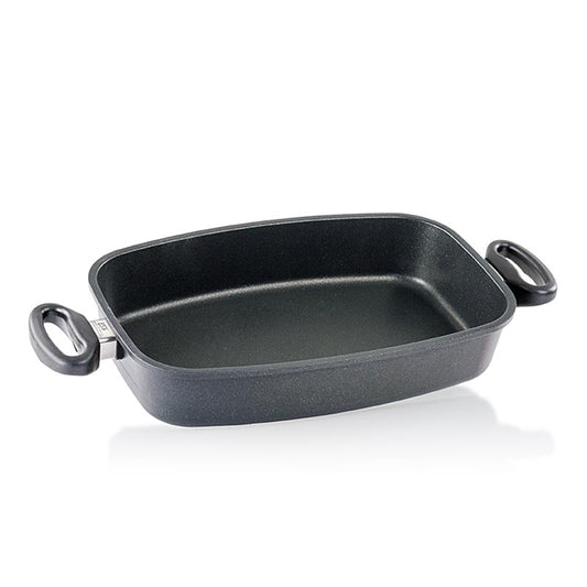 AMT Gastroguss, Bräter, 33x21cm, 6cm hoch, 1 St - Hochwertiges Aluminiumguss-Kochgeschirr mit 8-9mm Thermoboden und 3-Schichten-Oberflächenversiegelung, geeignet für Ceran-, Gas- und Elektroherde sowie Induktionsherde, mit funktionellen und ergonomischen Griffen, backofenfest bis 260°C