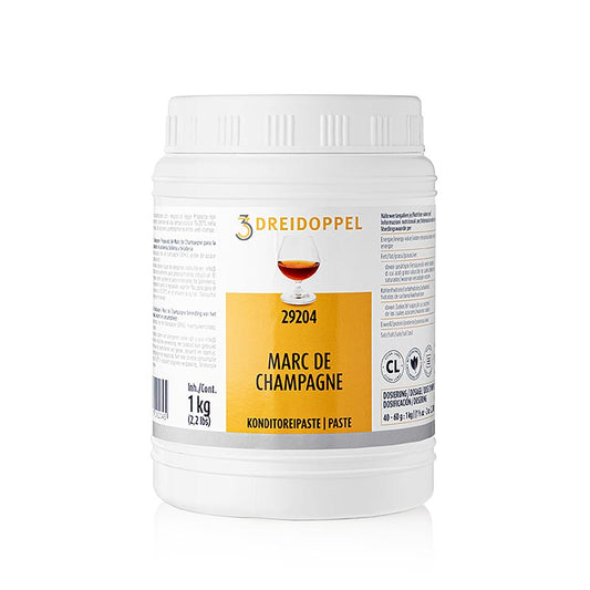 Marc de Champagne-Aromapaste, Dreidoppel, No292, 1 kg - Aromatische Paste zur Verfeinerung von Cremes, Sahne, Quark, Desserts, Pralinen, Eis, Kuchen und Gebäck, mit natürlichen Zutaten und Glukose- und Invertzuckersirup