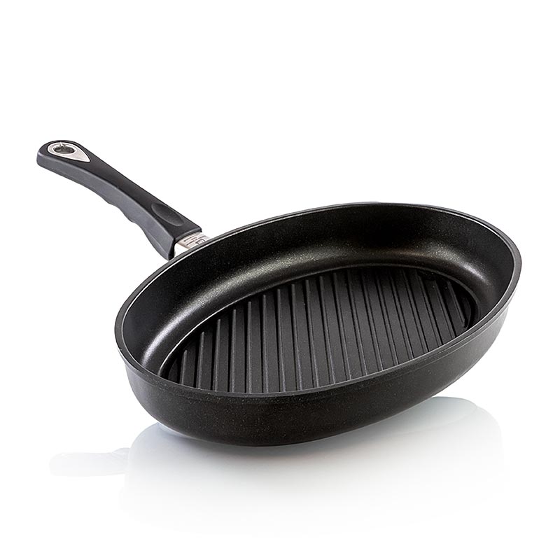 AMT Gastroguss Fischbratpfanne mit Grillboden und Fettrinne, Induktion, 35x24cm, 1 Stück, hochwertige antihaftbeschichtete Pfanne für die Zubereitung von Fischgerichten