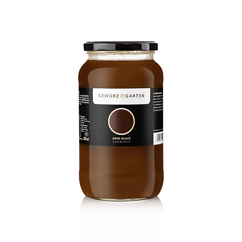 Gewürzgarten Demi Glace, küchenfertig 1:1, 900 ml - Klassisch hergestellte Kalbsknochensoße mit Mire Poix, Rotwein und Kräutern, ideal zur Verfeinerung von Braten, Schmorgerichten und Saucen