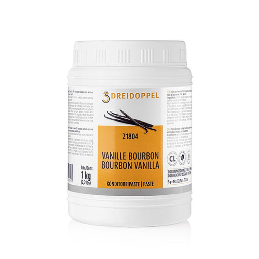 Bourbon-Vanille Paste, Dreidoppel, No218, 1 kg - Cremige Premium-Paste aus feinsten Bourbon-Vanilleschoten zur Verfeinerung von Desserts, Kuchen und Eis
