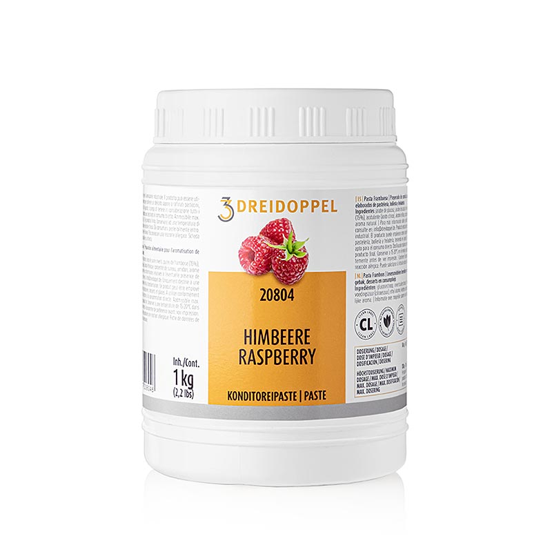 Himbeer-Paste, Dreidoppel, No208, 1 kg - Intensive Himbeerpaste für Desserts, Kuchen und Eiscreme, hergestellt aus den besten Himbeeren, geeignet für Hobbyköche und professionelle Anwender in der Gastronomie