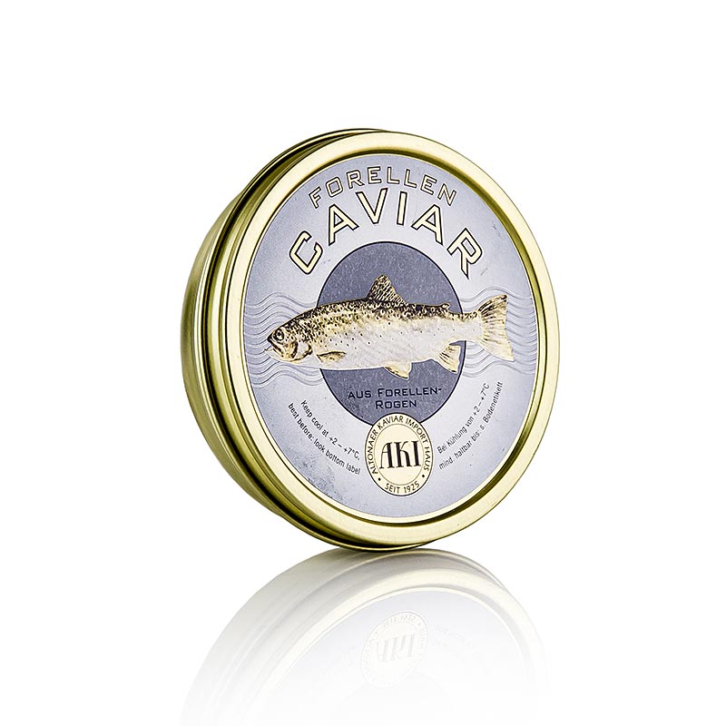 Forellen-Kaviar, natur, 200 g - Rogen der weiblichen Forellen, als Ersatz für Stör-Kaviar, leicht gesalzene gelbe Kaviarperlen, perfekt für Suppen und Dekoration von kalten Platten
