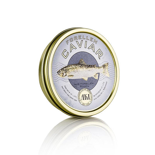 Forellen-Kaviar, natur, 200 g - Rogen der weiblichen Forellen, als Ersatz für Stör-Kaviar, leicht gesalzene gelbe Kaviarperlen, perfekt für Suppen und Dekoration von kalten Platten