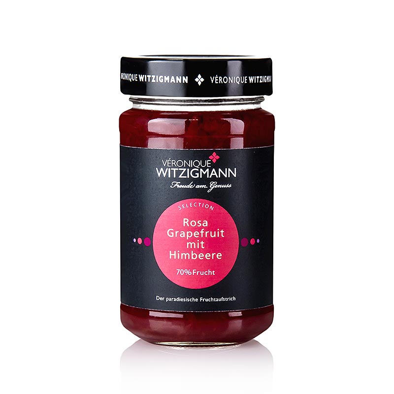 Fruchtaufstrich aus rosa Grapefruit und Himbeere, handgekocht von Veronique Witzigmann, 225 g, feinherbes und fruchtiges Aroma, perfekt als Topping für Quarkspeisen