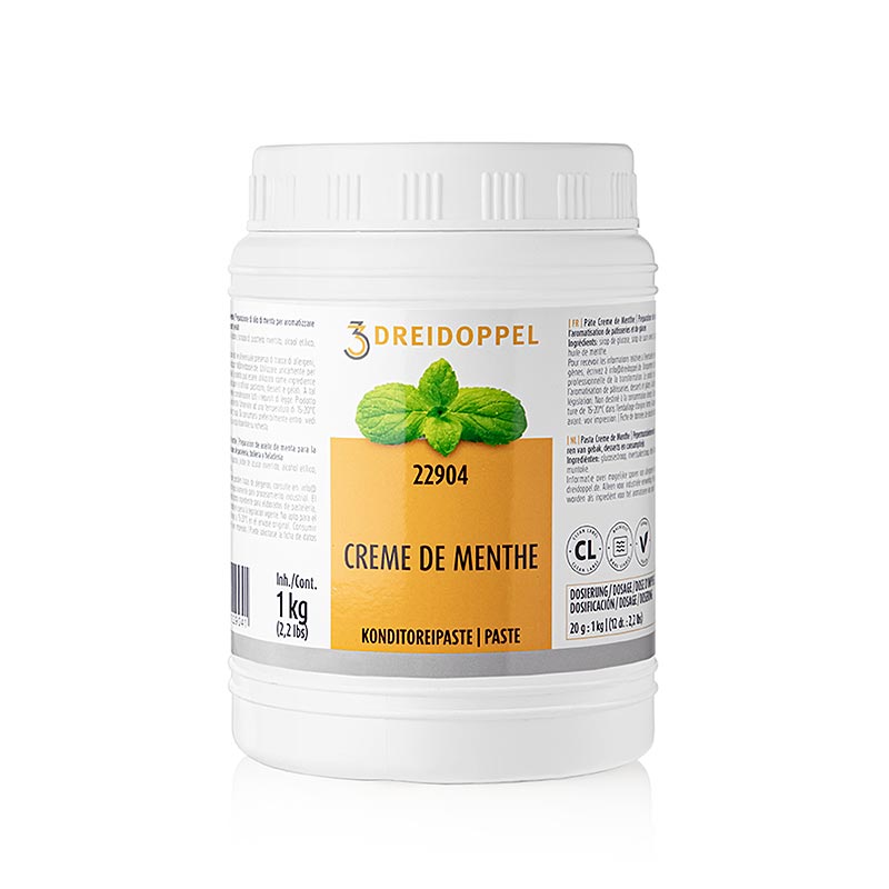 Dreidoppel Crème de menthe Paste, No229, 1 kg - Premium-Minzpaste für Desserts, Schokoladen und Backwaren, sorgfältig ausgewählte Zutaten, unverzichtbar in der Küche