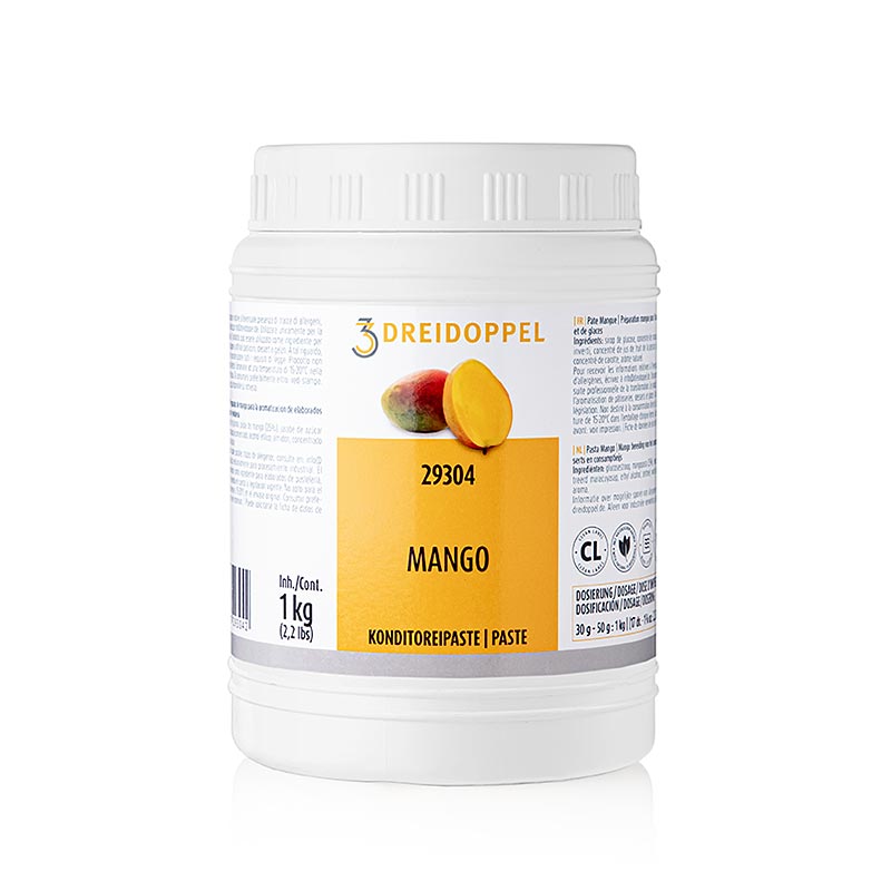 Mango-Paste von Dreidoppel, No293, 1 kg - hochwertige Paste für Desserts, Smoothies und Soßen mit süßem, tropischem Geschmack reifer Mangos Entdecken Sie den authentischen Geschmack der Mango!