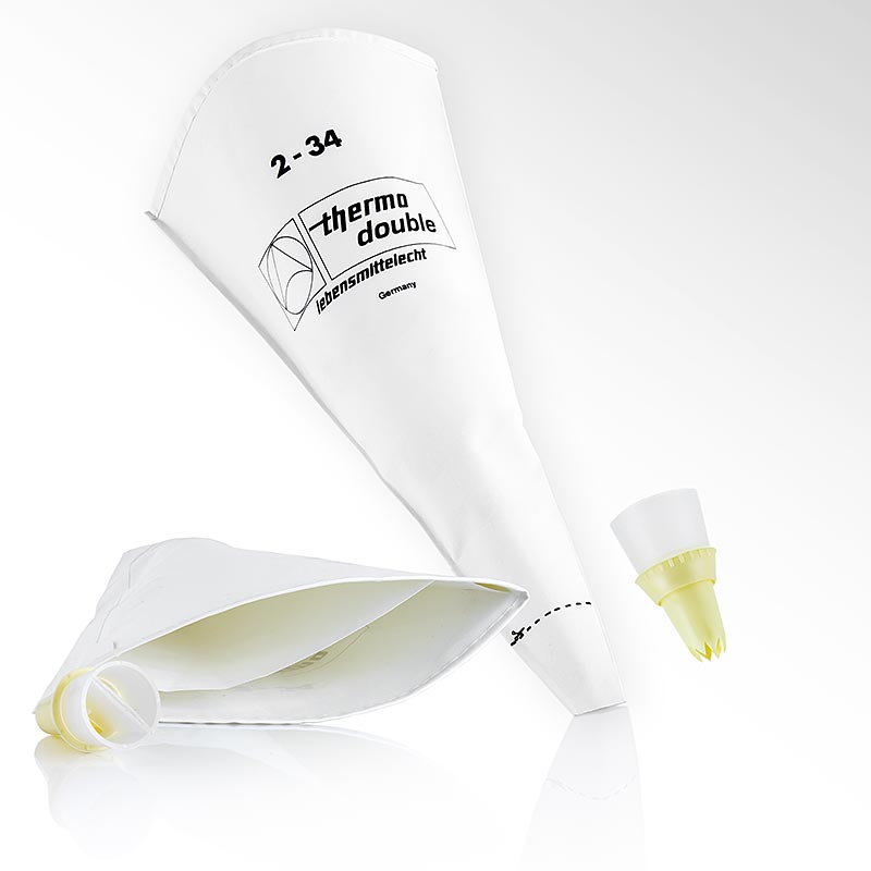 Professioneller Spritzbeutel mit 2 Kammern und Doppeltülle, 34cm, ideal für Desserts und Kuchen Hochwertiges, langlebiges Material, leicht zu reinigen Geeignet für Hobbyköche und professionelle Konditoren