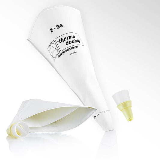 Professioneller Spritzbeutel mit 2 Kammern und Doppeltülle, 34cm, ideal für Desserts und Kuchen Hochwertiges, langlebiges Material, leicht zu reinigen Geeignet für Hobbyköche und professionelle Konditoren