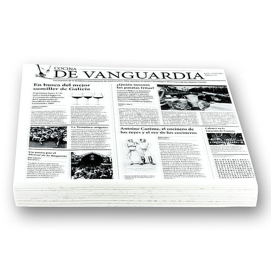 Einweg Snack Papier mit Zeitungspapierdruck, ca290x300mm, De Vanguardia, 500 Blatt - Fettdichtes, lebensmittelunbedenkliches Papier für Streetfood-Verpackungen