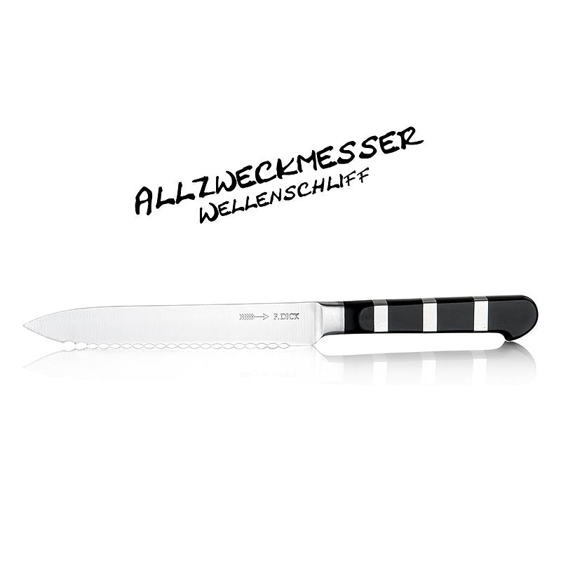 Serie 1905 Allzweckmesser mit Wellenschliff, 13cm, DICK, 1 St - Exklusives klassisches Design, deutsche Edelstahlklingen, optimale Balance und Hygienestandard