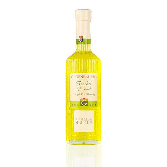 Gewürzöl Fenchel mit Sonnenblumenkernöl, 250 ml - Hochwertiges Gewürzöl aus Sonnenblumenkernen und Minze, gewonnen durch spezielles Pressverfahren in der Wiener Öl Mühle Perfekt zum Verfeinern von Salaten, Pasta, Fisch, Fleisch, Gemüse und Suppen Freuen Sie sich auf kreative Kochexperimente!