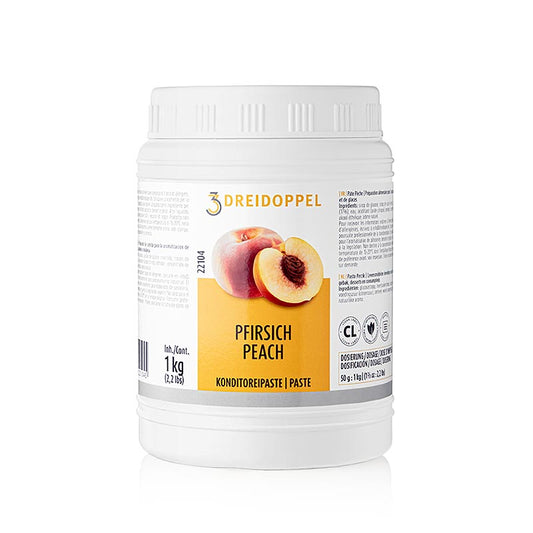 Pfirsich-Paste, Dreidoppel, Nr221, 1 kg - Hochwertige Pfirsichpasta für Desserts, Kuchen, Eis und Soßen, hergestellt aus den besten Pfirsichen, mit intensivem Geschmack und Aroma