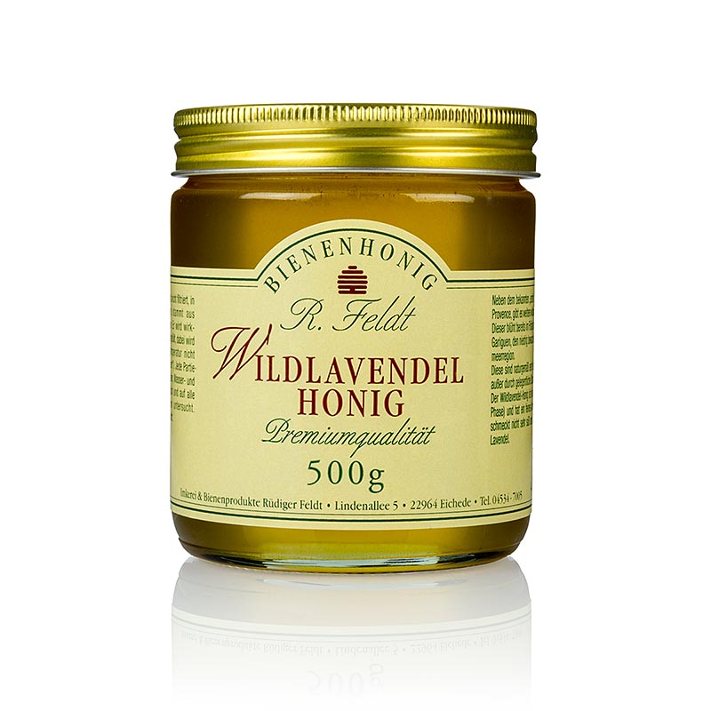 German
Flüssiger, klarer Wildlavendel-Honig aus der Mittelmeerregion, nicht süß, in einer 500g-Verpackung